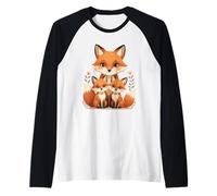 Cute Fox Family Forest Animal Illustration Raglan Baseball Tee