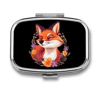 Cute Fox Flowers Travel Pill Box Portable Pill Organizer Medical Box Pill Case Pill Container for Men Women