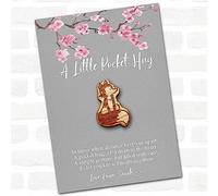 Cute Fox Fluffy Tail Grey Pink Blossom Personalised Gift Pocket Hug