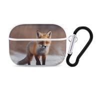 Cute Fox for Airpod Pro Case Cover Hard Shell Full Drop Protection Cover with Keychain Compatible with AirPod Pro 2nd/1st Generation, Front LED Visible,White