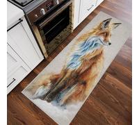 Cute Fox Hallway Runner Rug, Wild Animal Carpet Runner Non-Slip Washable Soft Short Pile Rug for Entryway Kitchen Bedroom Home Decor, 50x150cm Rf5V190a