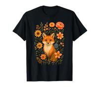 Cute Fox in Flowers Cottagecore Woodland Fairycore Tee T-Shirt