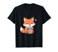 Cute Fox Kawaii Anime Drinking Bubble Tea Lover Girls T-Shirt