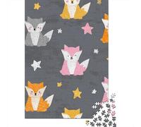 Cute Fox Kids Fabric Jigsaw Puzzles Puzzle for Adults Kids. 1000 Piece Great Gifts Challenge Toy Educational Games Home Decoration for Adults& Kids Age 14 Years Up 70x50cm/1000pcs