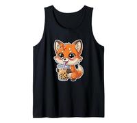 Cute Fox Loves Bubble Tea Boba Kawaii Anime Tank Top