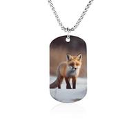 Cute Fox Necklace Gift for Girlfriend Boyfriend, Long Chain Pendant Custom with Picture, Personalized Necklace Gift for Christmas Anniversary Family Birthday Valentine's Day