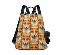 Cute Fox Orange Fashion Women's Backpack, Durable Printed Shoulder Bag with Anti Theft Back Zipper