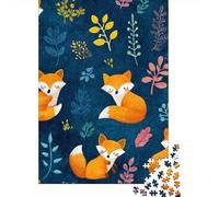 Cute Fox Pattern Fabric-1 Jigsaw Puzzles Puzzles for Adults Kids. 1000 Pieces Great Gifts Challenge Toy Educational Game Home Decoration for Educational Games Gifts 52x38cm/1000pcs