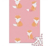 Cute Fox Pattern Kids Room Jigsaw Puzzles Puzzle for Adults Kids. 1000 Piece Great Gifts Challenge Toy Educational Games Home Decoration for Educational Games Gifts 52x38cm/1000pcs