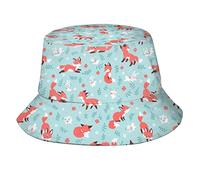 Cute Fox Pine Bucket Hat Animal Fox Fisherman Hat Sun Protection Hat for Summer Outdoor Traveling