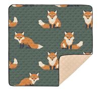 Cute Fox Pixel Style Prints Baby Play Mat for Floor, 127x127 CM Playpen Mat,Thicken Soft Non-Slip Tummy Time Mat for Toddlers and Infants