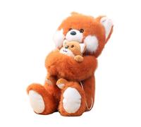 Cute Fox Plush - Doll Family Mommy &, Snug Animal for Bedtime Comfort, Huggable Soft Toy, Cute Plush Simulation with Hidden-Zipper Pouch, Animal-Family Set for Interaction & Emotional Bonding