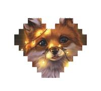 Cute fox Printed Jigsaw Puzzle 10.8x12.8 CM, Heart-Shaped Puzzle Challenging Game for Adults, Fun Decorative Wall Decor