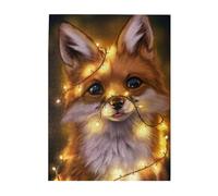 Cute fox Printed Wooden Puzzle 500 Piece, Cute Puzzle Game in Plastic Box for Family Entertainment and Brain Training Gifts