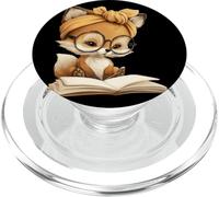Cute Fox Reading Book Lover Animal Graphic Baby Portrait PopSockets PopGrip for MagSafe