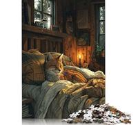 Cute Fox Sleeping On Bed Puzzles 1000 Pieces Wooden Puzzles Puzzle Adult Jigsaw Puzzle for Home Decoration 1000pcs (75x50cm)
