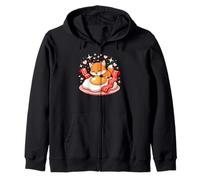 Cute Fox Sleeping On Egg With Bacon Hearts Zip Hoodie