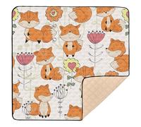 Cute Fox Soft Foam Baby Gym & Activity Mat for Indoor Outdoor Water Resistant Playroom Activity Mat for Babies Infants Toddlers, 50'' x 50''