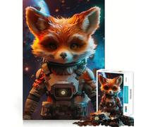 Cute Fox Space Explorer Puzzles for Teenagers 1000 Piece Recall Power Bright Detail Family Activity Room Accent (38x52cm)