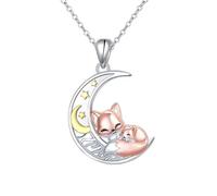 Cute Fox Star Moon Pendant Necklace Creative Animal Shaped Women's Necklace