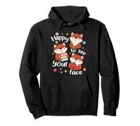 Cute Fox Students Back To School Happy To See Your Face Pullover Hoodie