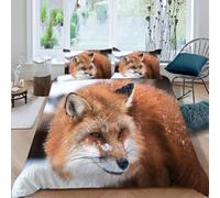 Cute Fox Super King Size Duvet Cover Sets Animal Print Bedding Set, 3D Print Ultra Soft Microfiber Quilt Cover 260x220cm Comforter Covers with Zippe and 2 Pillowcases B-672