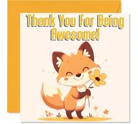 Cute Fox Thank You Card for Girls Boys - Awesome Animals - Thankyou Cards for Niece Son Nephew Daughter, 145mm Thank You So Much Appreciation Greeting Cards