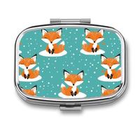 Cute Fox Travel Pill Box Portable Pill Organizer Medical Box Pill Case Pill Container for Men Women