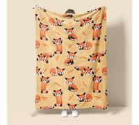 Cute Fox Ultra Soft Blanket, Cute Animal Red Panda Cartoon Fuzzy Flannel Throw Blanket Cozy Plush Blanket for Couch Home Bed Kids Adult Christmas Birthday Gifts Travel Office 60x50 inches