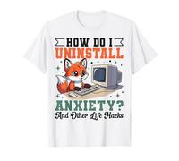 Cute Fox Uninstall Anxiety Retro Computer How Do I T-Shirt