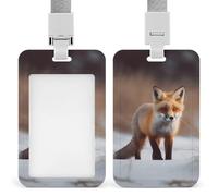 Cute Fox Vertical Badge Holders for Office, Retractable Badge Reel