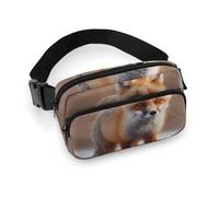 Cute Fox Waist Bag Fashion Fanny Bag with Adjustable Strap for Outdoor Workout Cycling Unisex, white, 20x13cm, Waist Bag