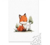 Cute Fox Wall Art Print Jigsaw Puzzles Puzzle for Adults Kids. 1000 Piece Whimsical Challenge Toy Educational Games Home Decoration for Educational Games Gifts 52x38cm/1000pcs