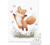 Cute Fox Wall Sticker Jigsaw Puzzles Puzzle for Adults Kids. 1000 Pieces Whimsical Challenge Toy Educational Games Home Decoration for Adults& Kids Age 14 Years Up 38x26cm/1000pcs