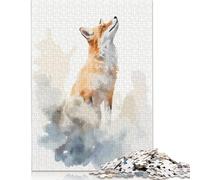 Cute Fox Watercolor Art Jigsaw Puzzles for Adults Kids. 1000 Pieces Impossible Challenge Toy Educational Games Home Decoration for Adults& Kids Age 14 Years Up 1000pcs (38x26cm)