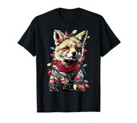 Cute Fox with Christmas Lights Forest Animal Festive Winter T-Shirt