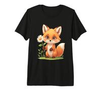 Cute Fox with Daisy Illustration Premium T-Shirt