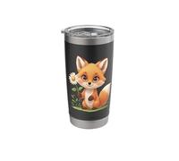 Cute Fox with Daisy Illustration Stainless Steel Insulated Tumbler