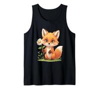 Cute Fox with Daisy Illustration Tank Top