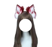 トクとユウ Cute Fox Wolf Tail Ear Set White Red BlackPlush Ear Tail Halloween Party Costume Props Cosplay Animal Accessories (Ear)