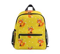 Cute Fox Yellow Toddler Backpack Bookbag Mini Shoulder Bag for 1-6 Years Travel Boys Girls Kids with Chest Strap Clip Whistle