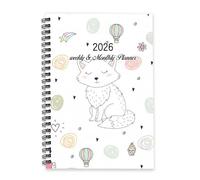 Cute Foxes 2026 Journal A5 To Do List Notebook Daily Notebook Mens Diary 2026 Diary and Journal for Wedding Week To View Monthly Year Planner with Dotted Line Note Page Slim