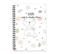 Cute Foxes 2026 Journal A5 To Do List Notebook Journal Diaries Diary 2026 Men Diary and for Holiday Week To View Monthly Year Planner with Dotted Line Note Page Slim