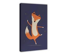 Cute Foxes Dancing Among The Stars - Nursery Decorations Canvas Poster Bedroom Decor Landscape Office Room Decor Gift 24x36inch(60x90cm)