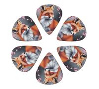 Cute Foxes Floral Guitar Picks 6 Pack Thin Medium Heavy Thickness Guitars Pick For Acoustic Electric Guitar Ukulele Bass 0.46mm