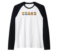 Cute Foxes in a Row Squad Funny Summer Vacation Vibes Raglan Baseball Tee