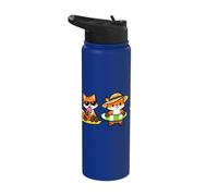 Cute Foxes in a Row Squad Funny Summer Vacation Vibes Stainless Steel Insulated Water Bottle