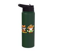Cute Foxes in a Row Squad Funny Summer Vacation Vibes Stainless Steel Insulated Water Bottle