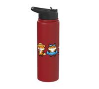 Cute Foxes in a Row Squad Funny Summer Vacation Vibes Stainless Steel Insulated Water Bottle