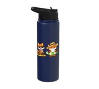 Cute Foxes in a Row Squad Funny Summer Vacation Vibes Stainless Steel Insulated Water Bottle